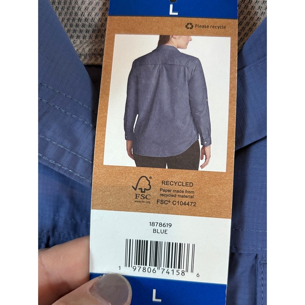 NWT Eddie Bauer Women Blue Mountain Ripstop L/S Top UPF 50+ Classic Fit Large - Picture 5 of 12